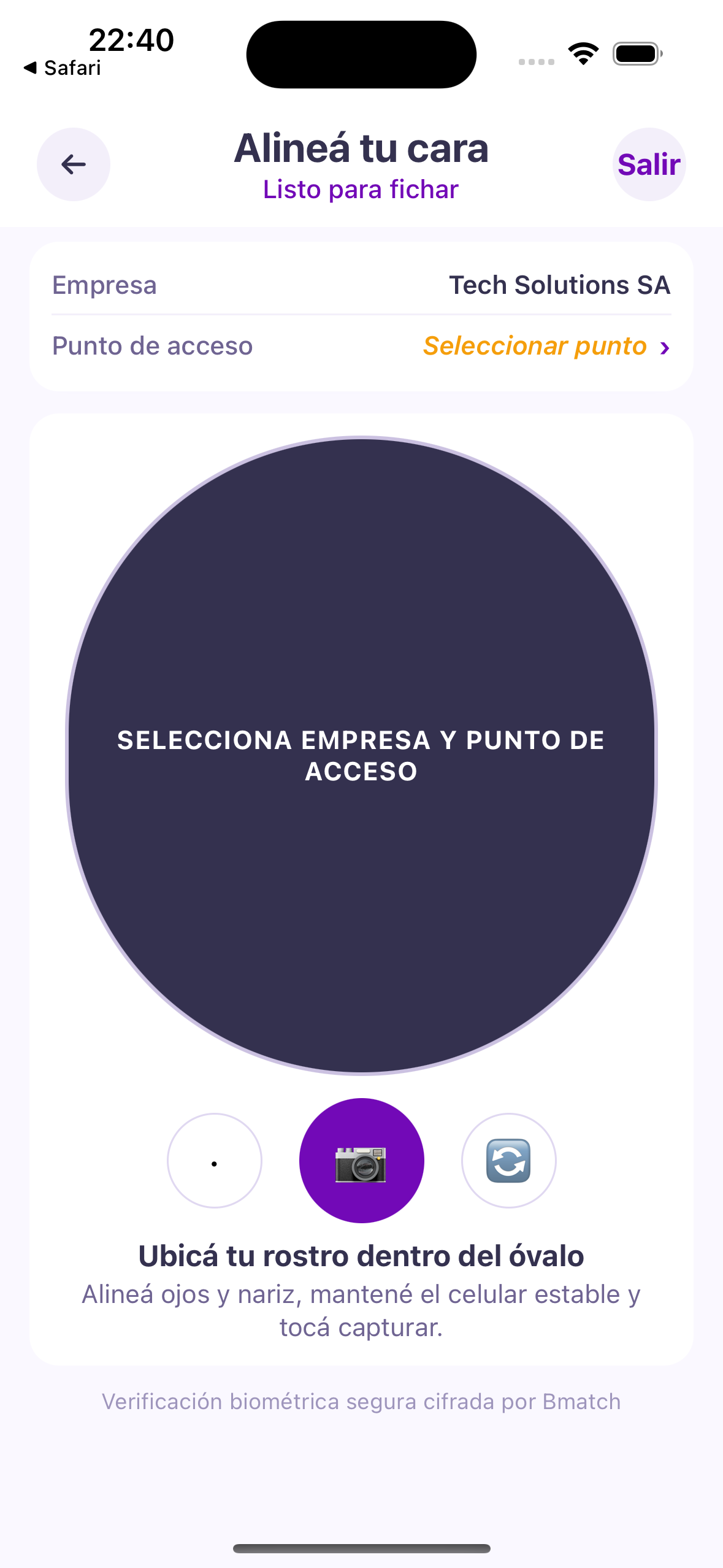 Vista mobile de Bmatch para gestión de personal